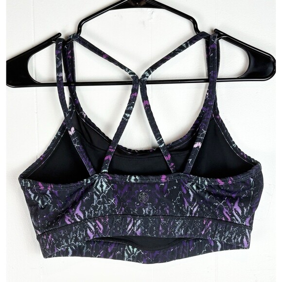 Gaiam Racerback Sports Bra Yoga Workout Black Purple Size Large - Picture 3 of 7